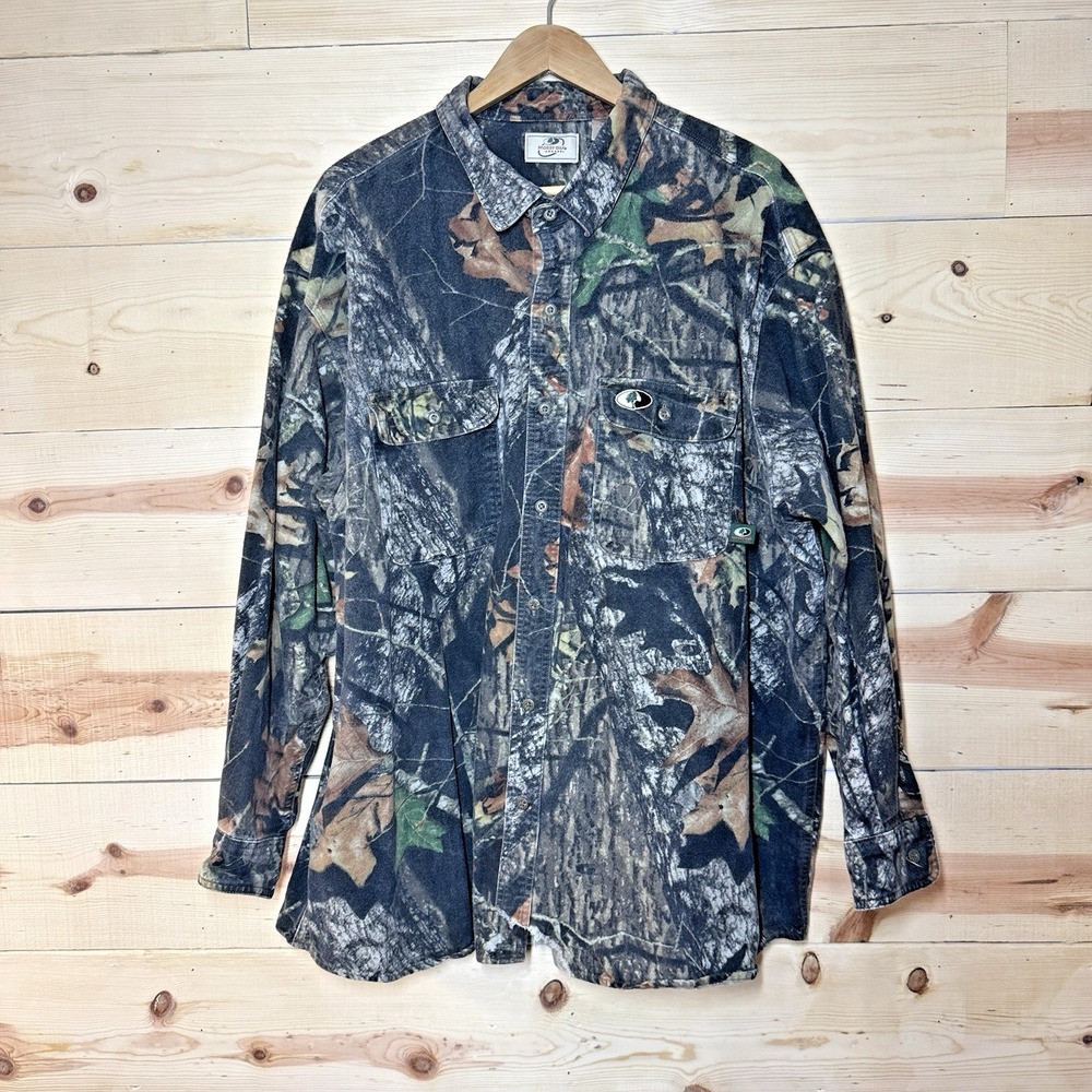 Mossy Oak Men's 3XL Camouflage Hunting Shirt Long Sleeve Button Front Cotton‎